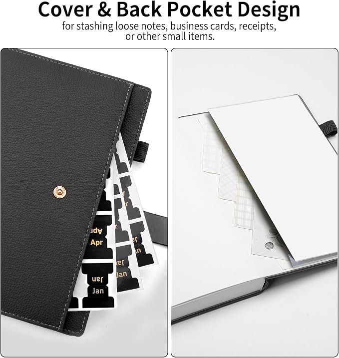 A5 Lined Journal Notebook for Women Men, Hardcover Journals for Writing, 320 Pages 100GSM Thick Paper, Daily Journal Notebook for Work, School, Note Taking, Business, Travel（Black）