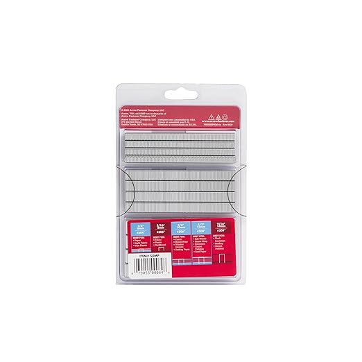 Arrow 50MP T50 Staples Multipack, 1/4", 3/8" and 1/2" Sizes, 1875 Count | Heavy Duty, For Upholstery, Construction, Furniture, Crafts, Fit Arrow T50 Staple Guns, Hammer Tackers and Pneumatic Tools