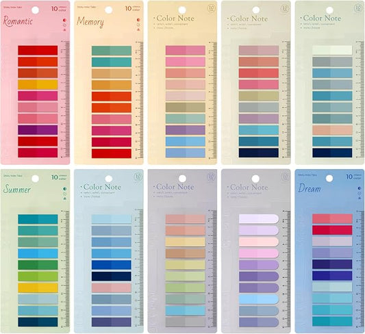 JIANTA 2000Pcs Book Tabs for Annotating, Writable Sticky Tabs | Transparent Page Markers with Ruler, Repositionable Index Tabs for Binders, Notebooks, Study Notes and Multi Color Book Flags