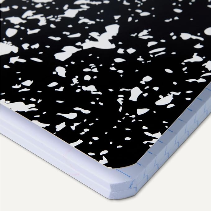 Amazon Basics Composition Notebook, College Ruled, 100 Sheets, 9.75" x 7.5", Marble Black, Sturdy Cover