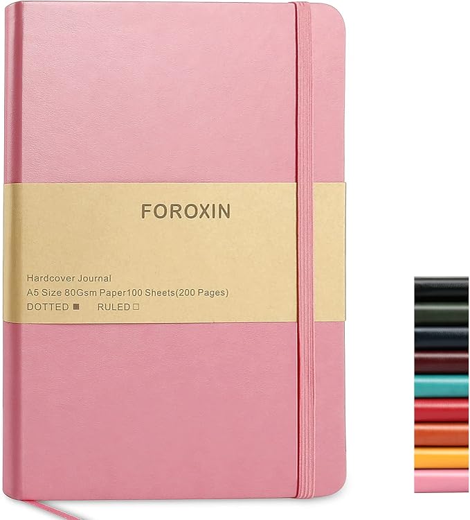 Journal notebook (A5-Dotted, Pink Color),192 Pages, Medium 5.7X8.3 inches - 80 gsm Thick Paper, Hardcover