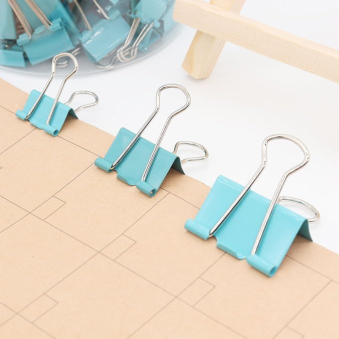 Binder Clips Paper Clamps, Assorted Sizes Set (Small, Medium, Large) for Office School and Home Supplies (Green)