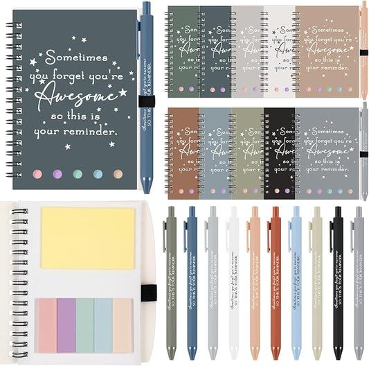 Chuangdi 20 Sets Back to School Teacher Gifts Appreciation Journal Inspirational Notebook with Sticky Notepad Ballpoint Pen Bulk Thank You Gifts for Student Staff Team Coworker Nurse(Boho)
