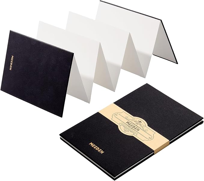 MEEDEN Portable Watercolor Paper Sketchbook: 140lb/300gsm Acid Free Concertina Sketchbook for Travel - Accordion-Fold 100% Cotton Water Color Journal Paper for Wet/Dry Techniques, Cold Press