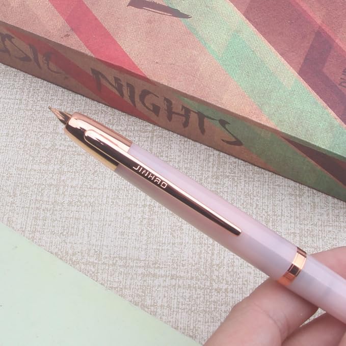 JINHAO 20 Pink Red Gold Clip Press Fountain Pen Retractable Nib Ink Pen with Converter Stationery School Supplies