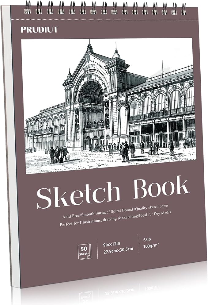 Sketch Book 9×12 inch, Spiral Bound Sketch Pad 50 Sheets (68lb/100gsm), Acid-Free Sketchbook for Drawing Painting Sketching, Art Paper Drawing Supplies for Teens Adults Artists Ideal Gifts