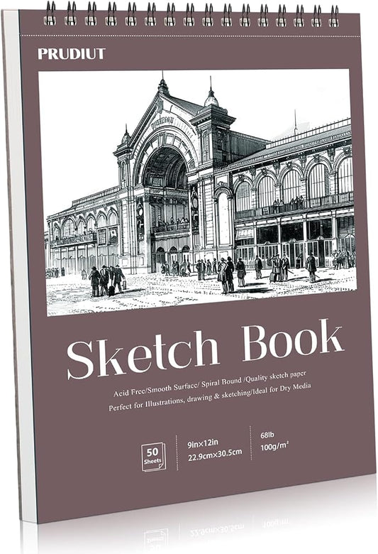 Sketch Book 9×12 inch, Spiral Bound Sketch Pad 50 Sheets (68lb/100gsm), Acid-Free Sketchbook for Drawing Painting Sketching, Art Paper Drawing Supplies for Teens Adults Artists Ideal Gifts