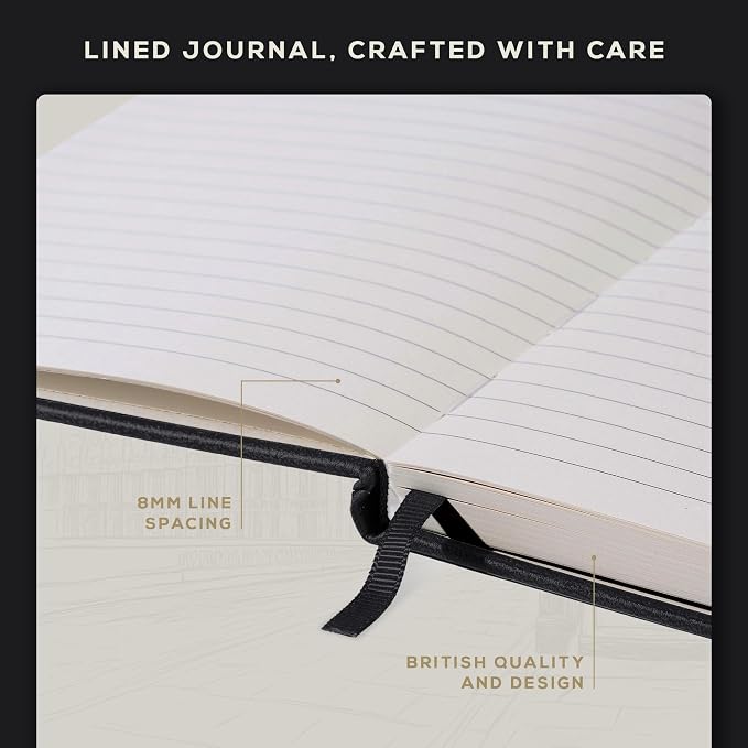 BEECHMORE BOOKS Large Lined Journal Notebook, 8.5" x 11.5" (A4) Hardcover Vegan Leather Executive Diary for Work, Thick 120gsm Paper, Lay-Flat Binding, Gift Box