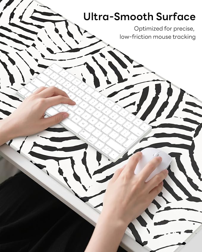 XL Gaming Mouse Pad, 31.5x15.7'' Large Desk Mat with Anti-Slip Rubber Base & Stitched Edges for Gaming, Office, Home, Tiger Stripes