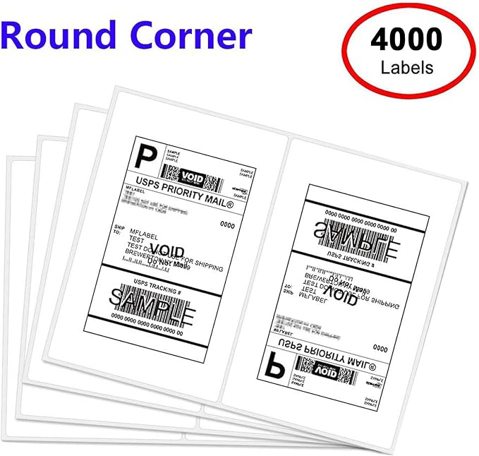 Round Cornner 8.5" x 5.5" Address Labels, Half Sheet Shipping Labels, 2000 Sheets Self Adhesive Mailing Labels for Laser & Inkjet Printers