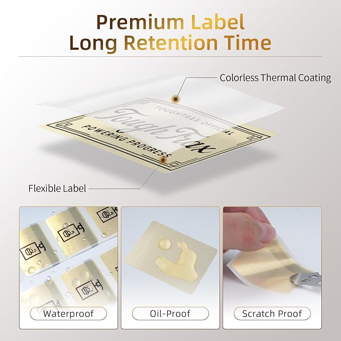 Phomemo Transparent Thermal Labels for M110/M120/M220/M150/M250/M221 Label Maker, Self-Adhesive Thermal Label 1.57"x1.18"(40x30mm),230 Labels/Roll, for Barcode,Address, Name, Golden