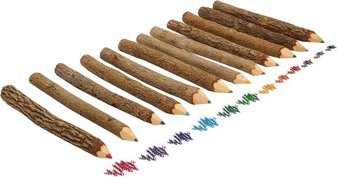BSIRI Bark Color Wood Pencils Set Assorted-Stick Twig of 5 Inch Tree Bark Wooden Favors in Rustic Twig Pencils Unique Gifts Camping Lumberjack Decorations Party Supplies Novelty Gifts