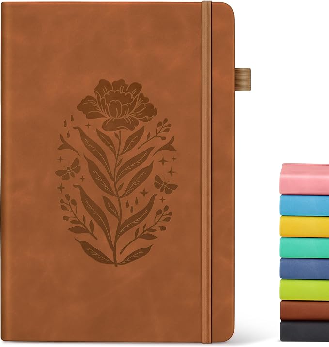 Lined Journal Notebook for Men Women, A5 Brown Leather Journals for Writing, 200 Pages College Ruled Journal Notebook, Travel Daily Journal Notebook for Work School, Note Taking 5.75'' X 8.38''