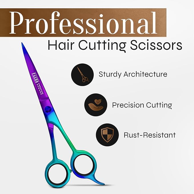 Facón Hair Cutting Scissors - Professional Hair Scissors 6.5 Inch Razor Edge Barber Shears Salon Hair Cutting Shears - Japanese Stainless Steel - Precision Cutting Premium Shears for Men, Women & Kids