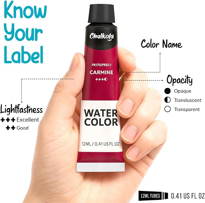 Chalkola Watercolor Paint Set - 64 Water Color Paint Tubes (12ml, 0.4oz), 10 Painting Brushes & 1 Palette, 20 WaterColor Pad | Art Supplies for Adults & Professional Artists