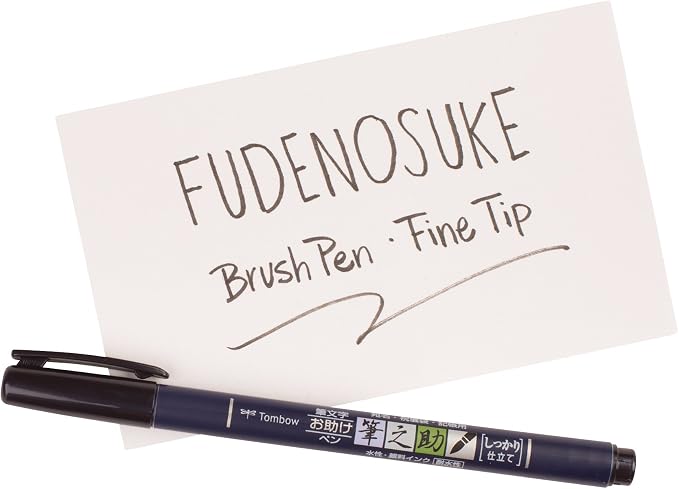 Tombow 82038 Fudenosuke Brush Pen, Soft and Hard Tip Fudenosuke Brush Pen for Calligraphy and Art Drawings