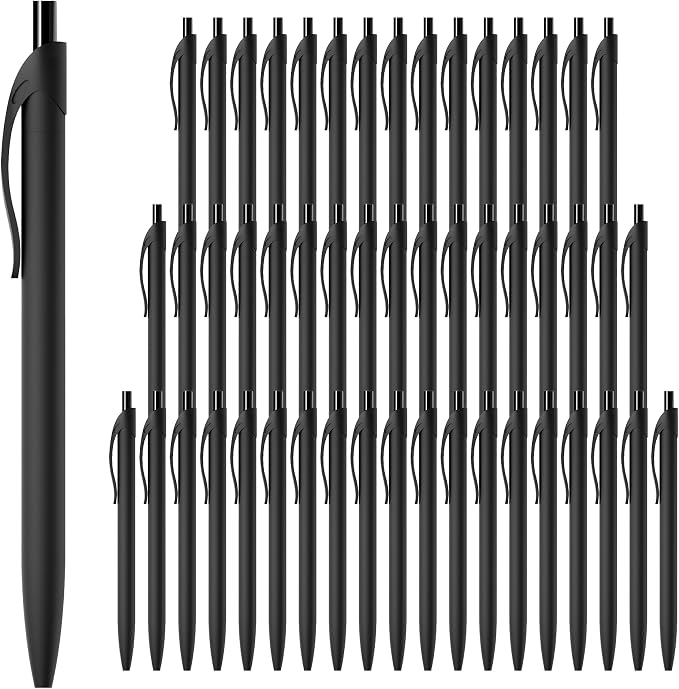 deegtran Pens Bulk, 50 Pack No Bleed Black Ink Click Pens, Wholesale Retractable Ballpoint Pens, Pen Medium Point, Smooth Writing, 1.0MM