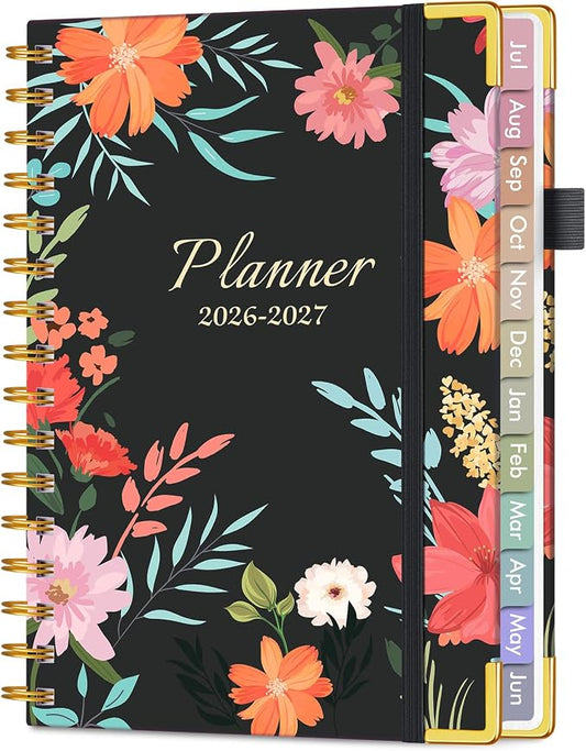 Academic Planner 2026-2027, Hardcover Weekly and Monthly Calendar Planner from July 2026 - June 2027, Daily Agenda Planners with Tabs, College School Organizer for Student Teacher, A5 (6.1" x 8.2"), Blooming Wildly