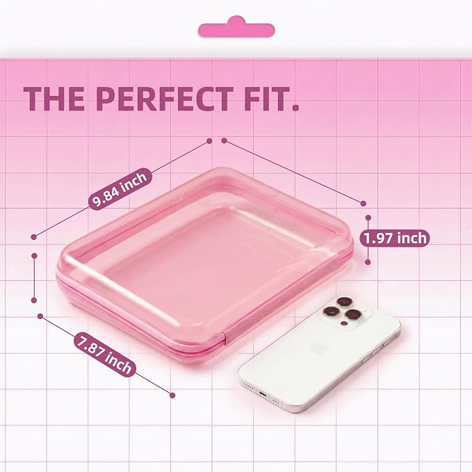 CoiiJoii 3PCS Large Clear Hard Shell Zippered Case, Diaper Bag Organizing Pouches, Waterproof Cosmetic Bag, Kid's Toy Storage Organizer Bins, Pencil Case.