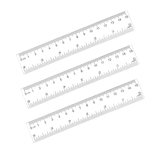 3 PCS Clear Plastic Ruler 6 Inch School Straight Short Transparent Small Ruler Measuring Tool for Drawing Straight Lines Underlining, Bookmark