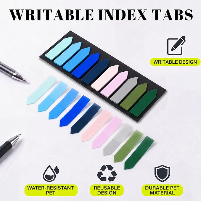 Ericter Arrow Sticky Tabs 1200 PCS Morandi Colors, Sticky Flags Page Markers, Book Annotation Tabs Writable, Translucent Sticky Notes Page Flags, Sticky Bookmarks for Books, Office Study Supplies