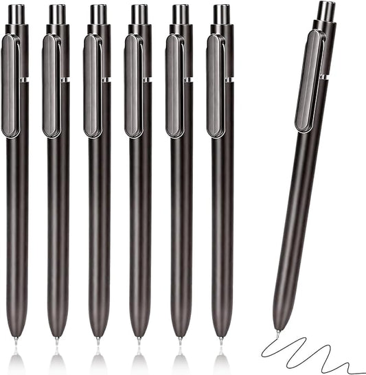 12 Pcs Black Gel Pens 0.5mm Retractable Pen, Gel Ink Pens Bulk, Gray | Quick Drying Fine Point Pens Smooth Writing, ABS Case with Pocket Clip Perferct for Office,Back to School