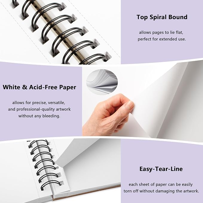 WINNER 9" x 12" Sketch Book 4 Pack, 400 Sheets Spiral Bound Art Sketchbook, 68lb/100gsm White Acid Free Drawing Pad, Sketching Drawing Writing Sketch Pad for Kids, Adults, Art Supplies for School