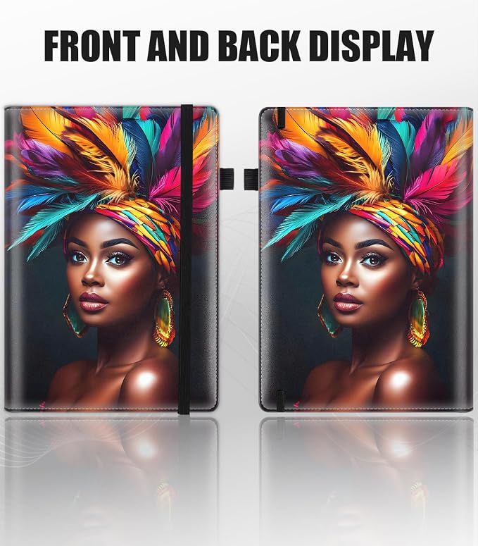 Hardcover Executive Notebooks, A5 PU Leather Lined Journal Notebook, 200 Pages Thick Paper Subject Notebooks for School,Work,Home Writing Business Notebook, Diary Book ，African American Women