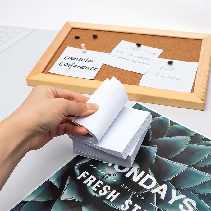 Non Sticky Blank Notes Cube 500 Sheets 3.35x3.35 Inch White Memo Note Loose Paper Cubes for Taking Reminders Home Office Writing Supplies