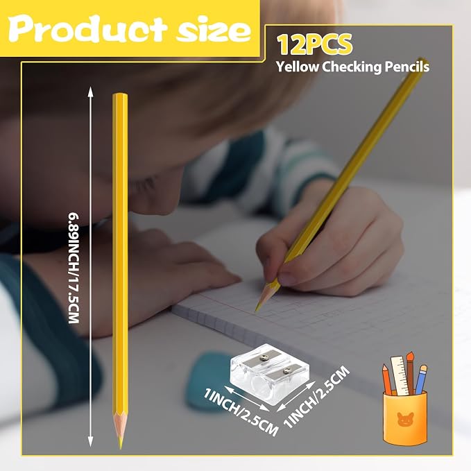 12 Pack Yellow Colored Pencils for Kids, Pre-sharpened Art Pencils Back to School Supplies Set, Drawing Sketching Pencils for Students, Teachers, Classroom