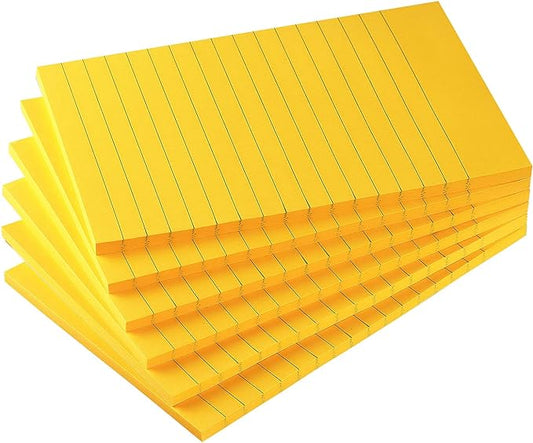 Early Buy Lined Sticky Notes, 4x6 in, 6 Pads, 45 Sheets/Pad (Orange)