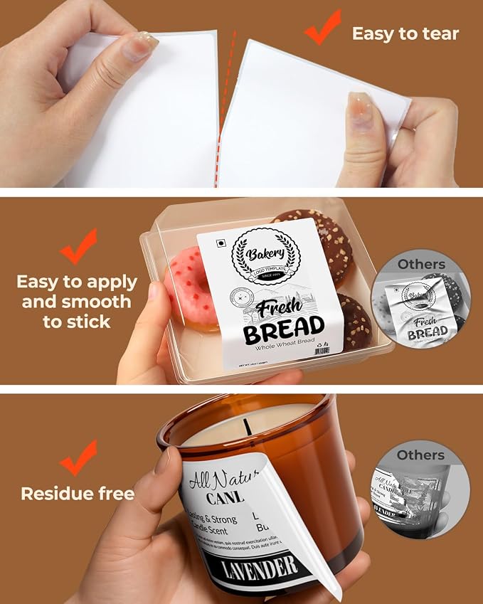 MUNBYN 4x3 Thermal Labels, 500 Sheets/1 Roll, White | Strong Adhesive & Perforated, Non BPA&BPS for Small Business, Shipping, Bakery, Clothing