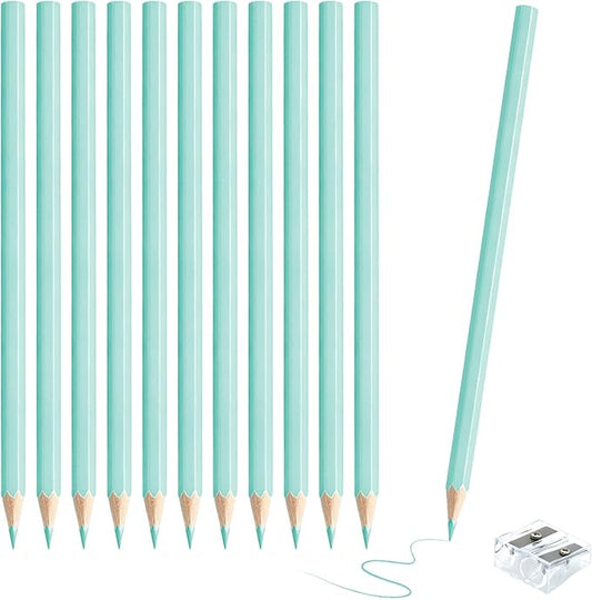 12 PCS Macaron Blue Colored Pencils Pre Sharpened Pencil 2 HB - Ideal for Checking, Grading, Tests & Office/School Supplies