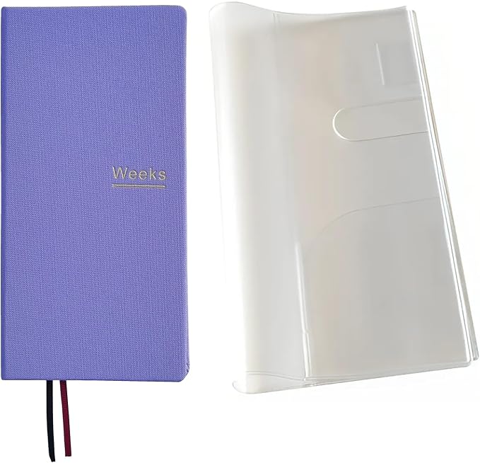 Undated Weekly Planner Notebook Pocket Organizer Appointment Book Journal Notebook A6 Week Plan Notepad (Light purple with cover)
