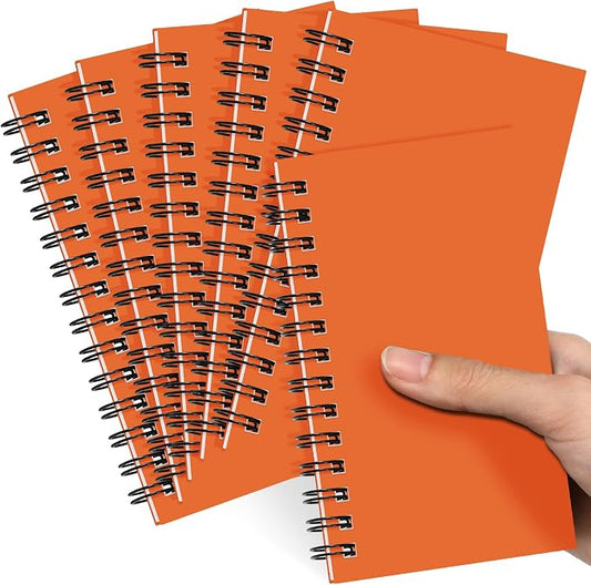 Jutom 6 Pcs Small Spiral Notebooks Memo Pads 3x5 Bulk Small Pocket Notepads Back to School Supplies Mini Notebook with Lined Mini Journals for Office & Work, 120 Pages (Orange)