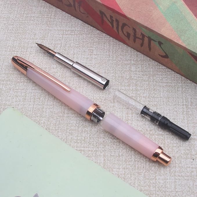JINHAO 20 Pink Red Gold Clip Press Fountain Pen Retractable Nib Ink Pen with Converter Stationery School Supplies