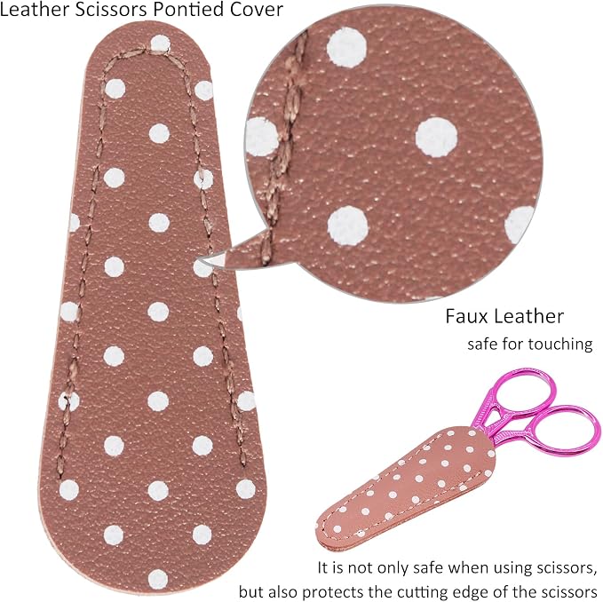 BIHRTC 3.6" Little Bird Scissors with Artificial Leather Cover for Crafts | 3.6 Inch Scissors with Faux Leather Protective Pouch for Sewing,Embroidery,Cross Stitch,Needlework,Handcraft,Art Projects