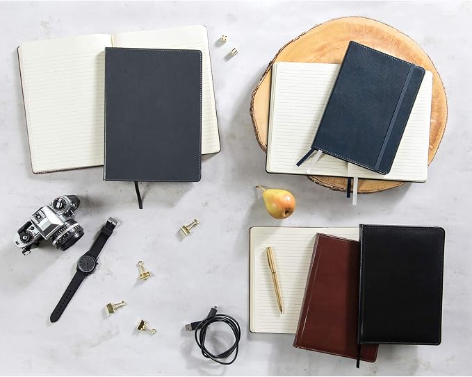 C.R. Gibson Black Professional Leather Journal Notebook, 6" W x 8.5" L, 240 Pages