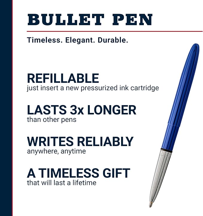 Fisher Space Pen Blueberry Bullet Pen, Pressurized Ballpoint Pen, Compact Size, Writes Upside Down and in Extreme Temperatures, Smooth Black Ink, Medium Point, Gift Box, Made in the USA