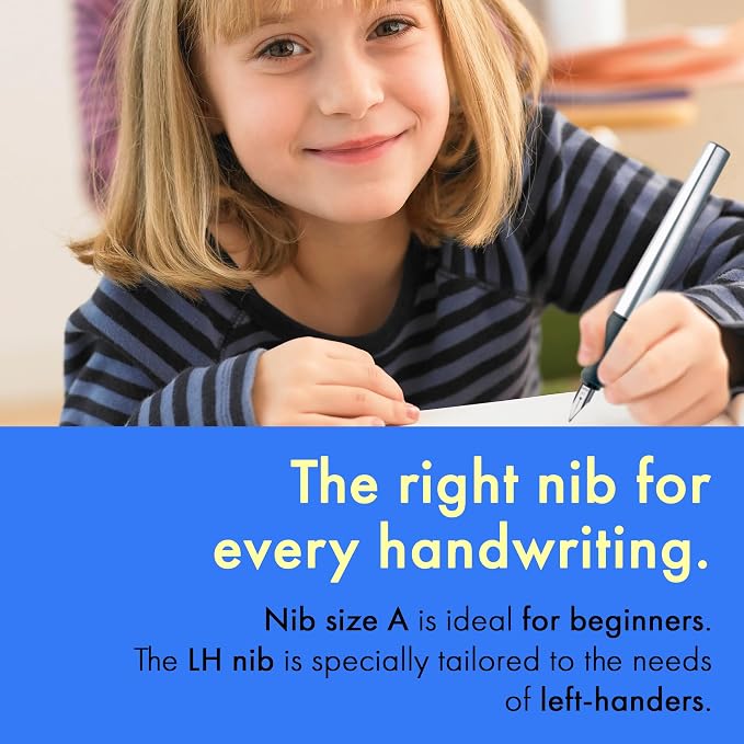 LAMY nexx blue – Fountain Pen with slip-proof grip & polished steel nib in size M - triangular aluminum body - including LAMY T 10 blue cartridge - Right-Handed