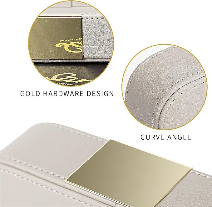 SANZIE Luxury Leather Desktop Storage Small Catchall Organizer Decorative Tray for Entryway Table to Hold Jewelry Watch Cosmetics Keys Phone Wallet, Home & Office Accessories (Metal Gilded, Grey) | Metal Gilded, Leather Decorative Tray for Entryway Tab...