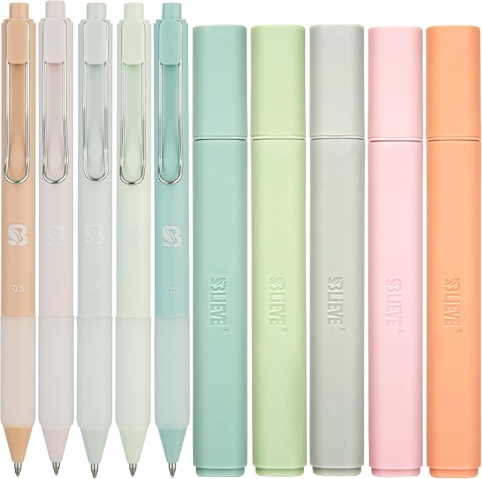 BLIEVE Bible Highlighters And Pens No Bleed, Chisel Tip & Rollerball Pens, Multicolor Ink, Comfort Grip & Fast Dry, Cute Bible Journaling (PASTEL)