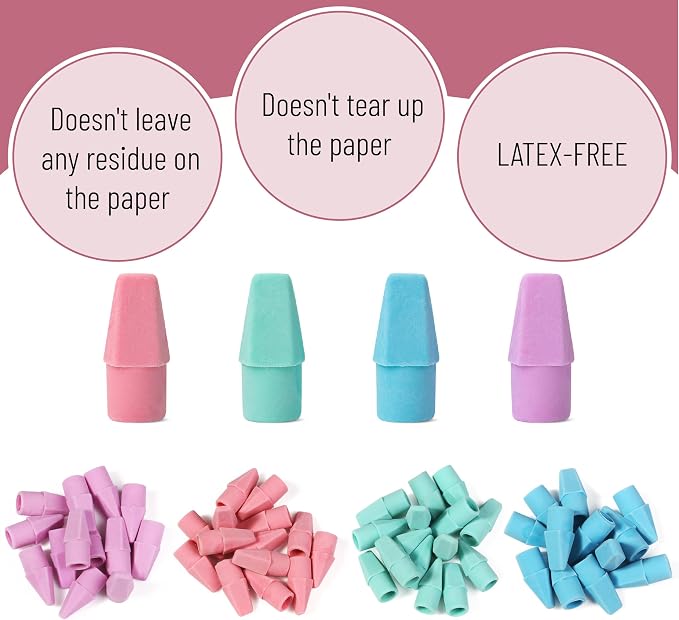 Mr. Pen- School Eraser Combination Set, 66 Pack, Pastel Colors | Latex Free Erasers for School, Office, Art Sketching, Homework, Exams, Clean Smudge-Free Correction