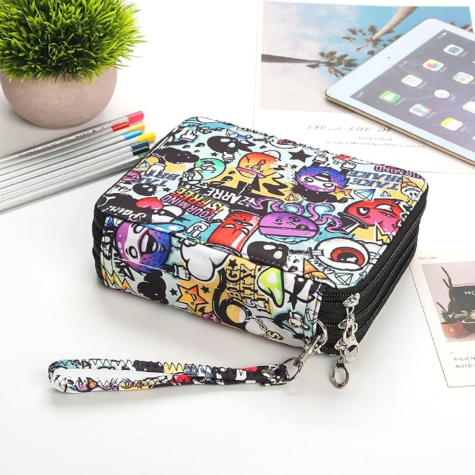 Portable Colored Pencil Case-72 Slots Colored Pencil Case Organizer with Zipper for Watercolor Pens, Pencil Case Organizer for Artist