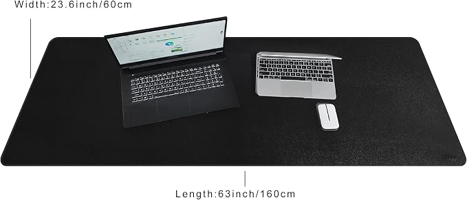 Vyaaa PU Leather Desk Mat 63"x24" Waterproof Non-Slip Large Desk Pad Mouse Blotter (Black)