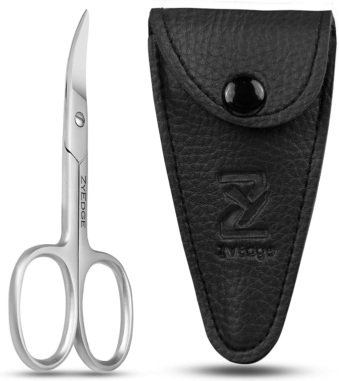 Curved Nail Scissors for Women Manicure Pedicure Scissor for toenail | Stainless steel curved blade and fingernail trimming, ergonomic grip, compact 3.5 inch travel size