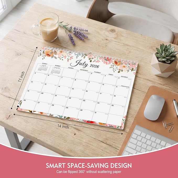 Comix 2026-2027 Wall Calendar, 18 Months Jul 2026 - Dec 2027 Monthly Planner, 120 GSM Thick Paper Lined Blocks, Hanging Calendar for Home Office Classroom, 14 x 11 Inch