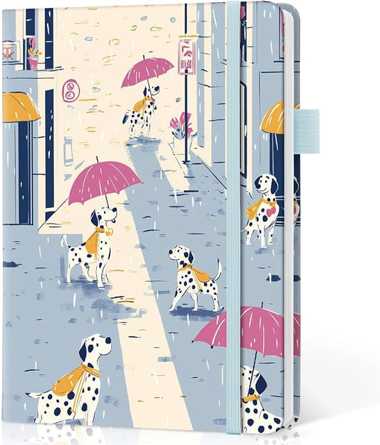 Taja Lined Journal Notebook for Women & Men, Hardcover Leather Journal for writing, A5 College Ruled Notebook for Work, Note Taking, Perfect for Office School Home Supplies, 160 Pages, Rainy Dalmatian