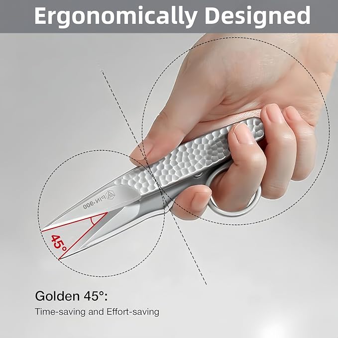 PIN-900 4.3 Inch Microcrystalline Steel Sewing Scissors, Ultra Sharp Precision Shears with Ergonomic Handle for Fabric, Leather, Quilting & Crafting