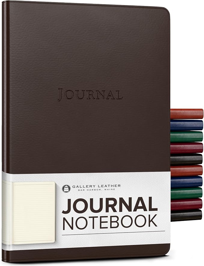 Gallery Leather Journal Notebook - 192 Pages, Softcover, For Men and Women, For Writing, Work & Travel, Handcrafted - Freeport Mocha - 8 x 5.5, Desk Lined